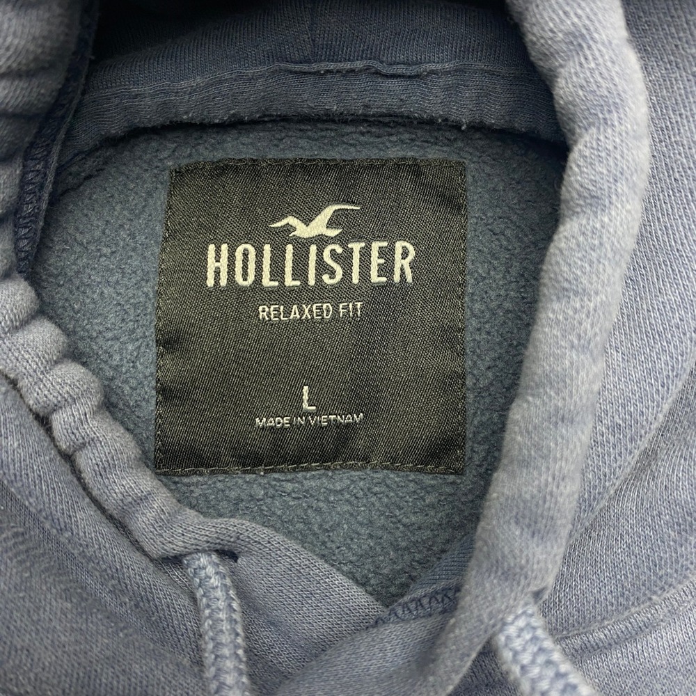 Hollister Hoodie Mens Large Relaxed Fit Blue Gray Fleece Pullover 297 - Picture 6 of 8